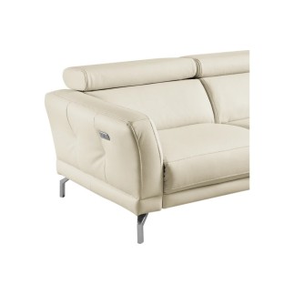 Canapé d'angle relax en 100% tout cuir épais de luxe italien avec relax électrique, 5/6 places DALI, blanc cassé, angle droit