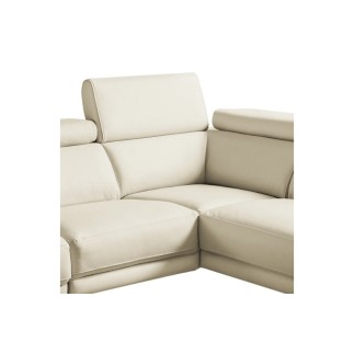Canapé d'angle relax en 100% tout cuir épais de luxe italien avec relax électrique, 5/6 places DALI, blanc cassé, angle droit