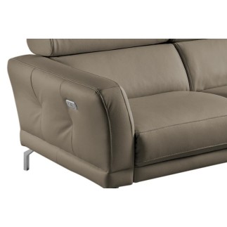 Canapé d'angle relax en 100% tout cuir épais de luxe italien avec relax électrique, 5/6 places DALI, taupe, angle droit