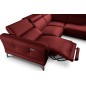 Canapé d'angle relax en 100% tout cuir épais de luxe italien avec relax électrique, 5/6 places DALI, rouge foncé, angle droit