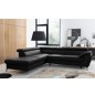 - Canapé d'angle convertible en cuir italien de luxe 5/6 places FINLANDE avec coffre, noir, angle gauche - Canapé d'angle convertible en cuir italien de luxe 5/6 places FINLANDE avec coffre, noir, angle gauche