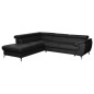 - Canapé d'angle convertible en cuir italien de luxe 5/6 places FINLANDE avec coffre, noir, angle gauche - Canapé d'angle convertible en cuir italien de luxe 5/6 places FINLANDE avec coffre, noir, angle gauche