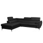 - Canapé d'angle convertible en cuir italien de luxe 5/6 places FINLANDE avec coffre, noir, angle gauche - Canapé d'angle convertible en cuir italien de luxe 5/6 places FINLANDE avec coffre, noir, angle gauche