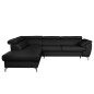 - Canapé d'angle convertible en cuir italien de luxe 5/6 places FINLANDE avec coffre, noir, angle gauche - Canapé d'angle convertible en cuir italien de luxe 5/6 places FINLANDE avec coffre, noir, angle gauche