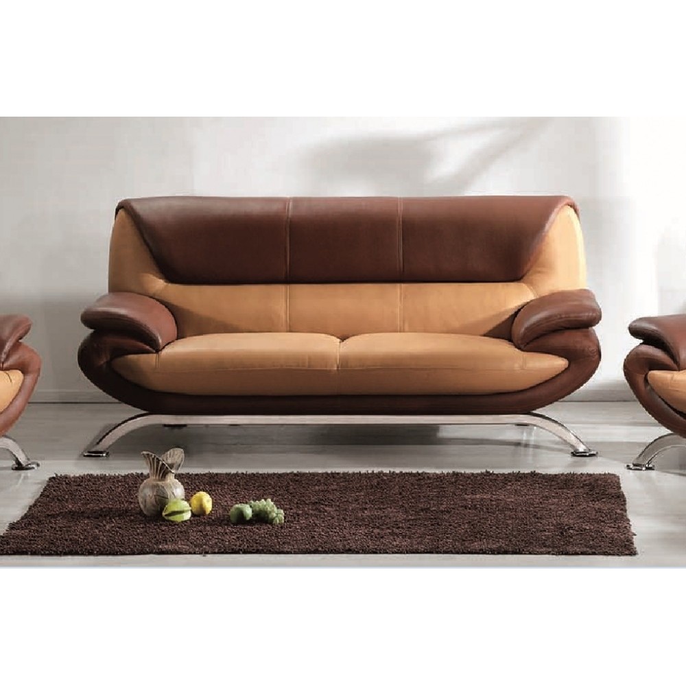Canapé 3 places en cuir italien SICILIA, beige et chocolat Canapé 3 places en cuir italien SICILIA, beige et chocolat