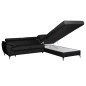 Canapé d'angle convertible en cuir italien de luxe 5/6 places FINLANDE avec coffre, noir, angle droit Canapé d'angle convertible en cuir italien de luxe 5/6 places FINLANDE avec coffre, noir, angle droit
