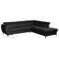 Canapé d'angle convertible en cuir italien de luxe 5/6 places FINLANDE avec coffre, noir, angle droit Canapé d'angle convertible en cuir italien de luxe 5/6 places FINLANDE avec coffre, noir, angle droit