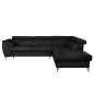 Canapé d'angle convertible en cuir italien de luxe 5/6 places FINLANDE avec coffre, noir, angle droit Canapé d'angle convertible en cuir italien de luxe 5/6 places FINLANDE avec coffre, noir, angle droit