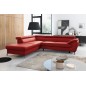 Canapé d'angle convertible en cuir italien de luxe 5/6 places FINLANDE avec coffre, rouge foncé, angle gauche Canapé d'angle convertible en cuir italien de luxe 5/6 places FINLANDE avec coffre, rouge foncé, angle gauche