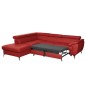 Canapé d'angle convertible en cuir italien de luxe 5/6 places FINLANDE avec coffre, rouge foncé, angle gauche Canapé d'angle convertible en cuir italien de luxe 5/6 places FINLANDE avec coffre, rouge foncé, angle gauche