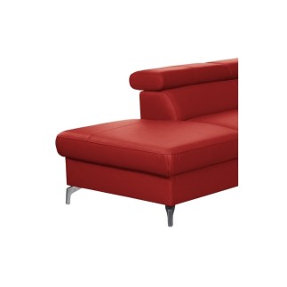 Canapé d'angle convertible en cuir italien de luxe 5/6 places FINLANDE avec coffre, rouge foncé, angle gauche