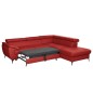 Canapé d'angle convertible en cuir italien de luxe 5/6 places FINLANDE avec coffre, rouge foncé, angle droit Canapé d'angle convertible en cuir italien de luxe 5/6 places FINLANDE avec coffre, rouge foncé, angle droit