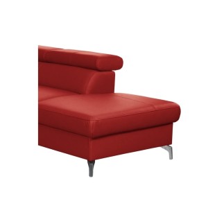 Canapé d'angle convertible en cuir italien de luxe 5/6 places FINLANDE avec coffre, rouge foncé, angle droit