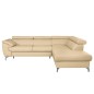 Canapé d'angle convertible en cuir italien de luxe 5/6 places FINLANDE avec coffre, beige, angle droit Canapé d'angle convertible en cuir italien de luxe 5/6 places FINLANDE avec coffre, beige, angle droit