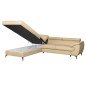 - Canapé d'angle convertible en cuir italien de luxe 5/6 places FINLANDE avec coffre, beige, angle gauche - Canapé d'angle convertible en cuir italien de luxe 5/6 places FINLANDE avec coffre, beige, angle gauche