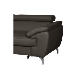 - Canapé d'angle convertible en cuir italien de luxe 5/6 places FINLANDE avec coffre, chocolat, angle gauche
