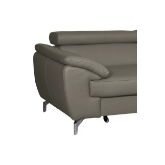 Canapé d'angle convertible en cuir italien de luxe 5/6 places FINLANDE avec coffre, taupe, angle droit