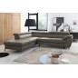 Canapé d'angle convertible en cuir italien de luxe 5/6 places FINLANDE avec coffre, taupe, angle gauche Canapé d'angle convertible en cuir italien de luxe 5/6 places FINLANDE avec coffre, taupe, angle gauche