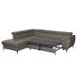 Canapé d'angle convertible en cuir italien de luxe 5/6 places FINLANDE avec coffre, taupe, angle gauche Canapé d'angle convertible en cuir italien de luxe 5/6 places FINLANDE avec coffre, taupe, angle gauche