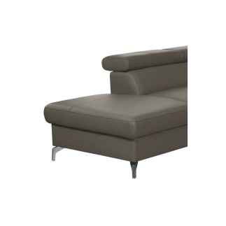 Canapé d'angle convertible en cuir italien de luxe 5/6 places FINLANDE avec coffre, taupe, angle gauche