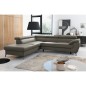 Canapé d'angle convertible en cuir italien de luxe 5/6 places FINLANDE avec coffre, taupe, angle gauche Canapé d'angle convertible en cuir italien de luxe 5/6 places FINLANDE avec coffre, taupe, angle gauche