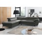 Canapé d'angle convertible en cuir italien de luxe 5/6 places FINLANDE avec coffre, gris foncé, angle gauche Canapé d'angle convertible en cuir italien de luxe 5/6 places FINLANDE avec coffre, gris foncé, angle gauche