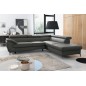 Canapé d'angle convertible en cuir italien de luxe 5/6 places FINLANDE avec coffre, gris foncé, angle droit
