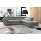 Canapé d'angle convertible en cuir italien de luxe 5/6 places FINLANDE avec coffre, gris clair, angle droit Canapé d'angle convertible en cuir italien de luxe 5/6 places FINLANDE avec coffre, gris clair, angle droit