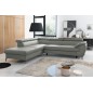 - Canapé d'angle convertible en cuir italien de luxe 5/6 places FINLANDE avec coffre, gris clair, angle gauche - Canapé d'angle convertible en cuir italien de luxe 5/6 places FINLANDE avec coffre, gris clair, angle gauche