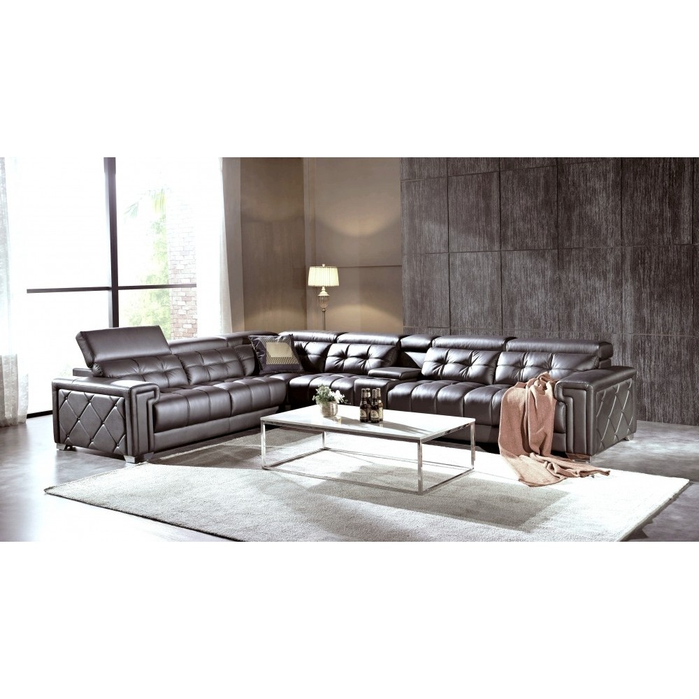 Solde de la commande: Canapé d'angle en cuir de buffle italien de luxe 6/7 places, PRESTIGIA, chocolat, angle gauche, 2x sans fr