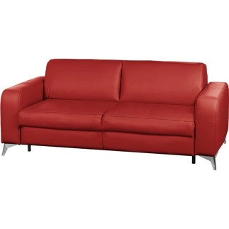 Canapé 3 places convertible en cuir italien de luxe ALVINE, rouge