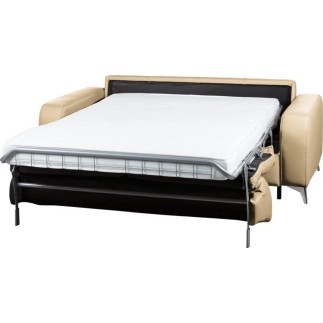Canapé 3 places convertible en cuir italien de luxe ALVINE, beige