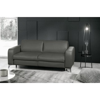 Canapé 3 places convertible en cuir italien de luxe ALVINE, gris foncé