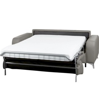 Canapé 3 places convertible en cuir italien de luxe ALVINE, gris clair