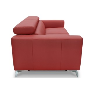 Canapé 3 places convertible en cuir italien de luxe MOVIDA, rouge foncé