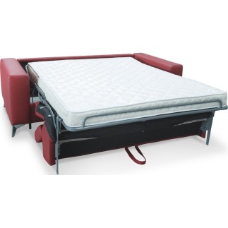 Canapé 3 places convertible en cuir italien de luxe MOVIDA, rouge foncé