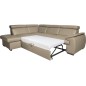 - Canapé d'angle en 100% cuir de luxe italien convertible et avec coffre, 5/6 places CITIZEN, couleur beige, angle gauche - Canapé d'angle en 100% cuir de luxe italien convertible et avec coffre, 5/6 places CITIZEN, couleur beige, angle gauche
