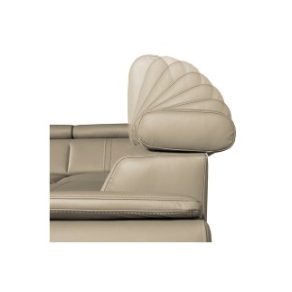 - Canapé d'angle en 100% cuir de luxe italien convertible et avec coffre, 5/6 places CITIZEN, couleur beige, angle gauche