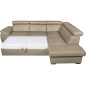 Canapé d'angle en 100% cuir de luxe italien convertible et avec coffre, 5/6 places CITIZEN, couleur beige, angle droit Canapé d'angle en 100% cuir de luxe italien convertible et avec coffre, 5/6 places CITIZEN, couleur beige, angle droit