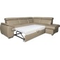 Canapé d'angle en 100% cuir de luxe italien convertible et avec coffre, 5/6 places CITIZEN, couleur beige, angle droit Canapé d'angle en 100% cuir de luxe italien convertible et avec coffre, 5/6 places CITIZEN, couleur beige, angle droit