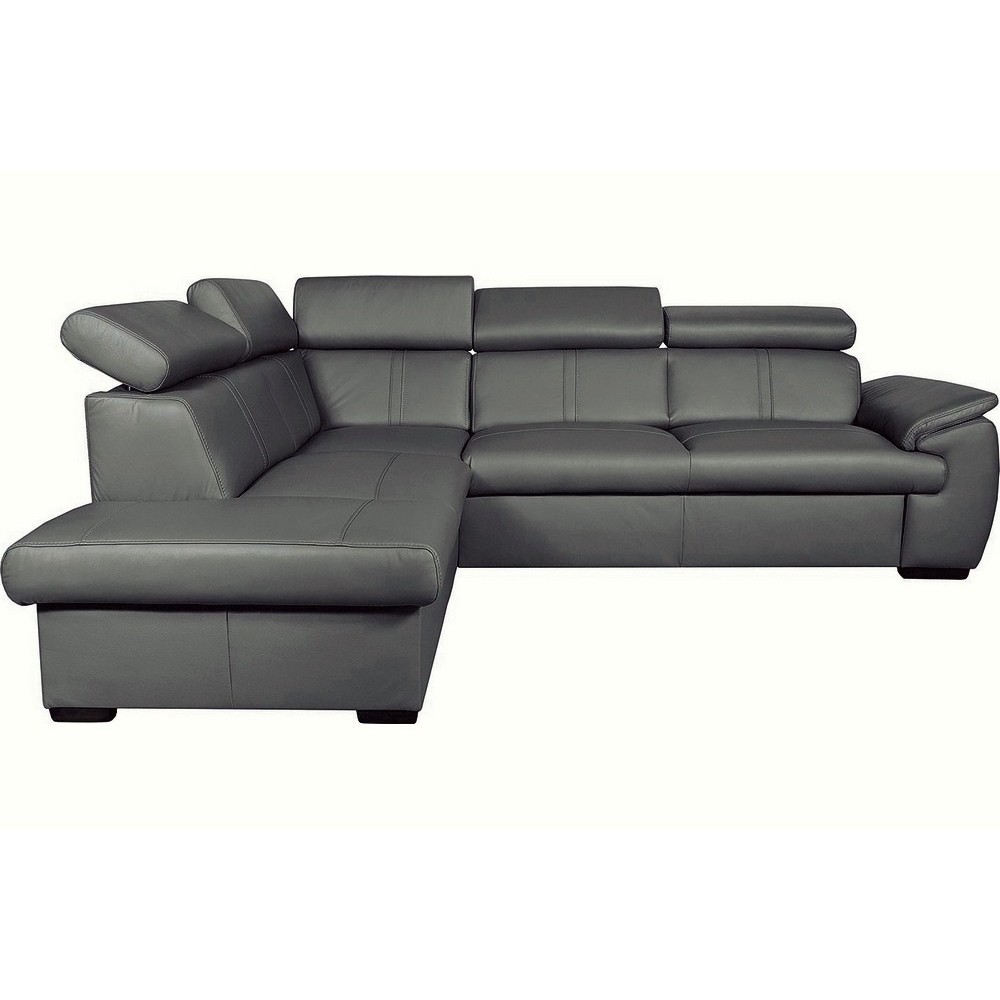Canapé d'angle en 100% cuir de luxe italien convertible et avec coffre, 5/6 places CITIZEN, couleur gris foncé, angle gauche Canapé d'angle en 100% cuir de luxe italien convertible et avec coffre, 5/6 places CITIZEN, couleur gris foncé, angle gauche
