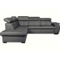Canapé d'angle en 100% cuir de luxe italien convertible et avec coffre, 5/6 places CITIZEN, couleur gris foncé, angle gauche Canapé d'angle en 100% cuir de luxe italien convertible et avec coffre, 5/6 places CITIZEN, couleur gris foncé, angle gauche