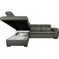 Canapé d'angle en 100% cuir de luxe italien convertible et avec coffre, 5/6 places CITIZEN, couleur gris foncé, angle gauche Canapé d'angle en 100% cuir de luxe italien convertible et avec coffre, 5/6 places CITIZEN, couleur gris foncé, angle gauche