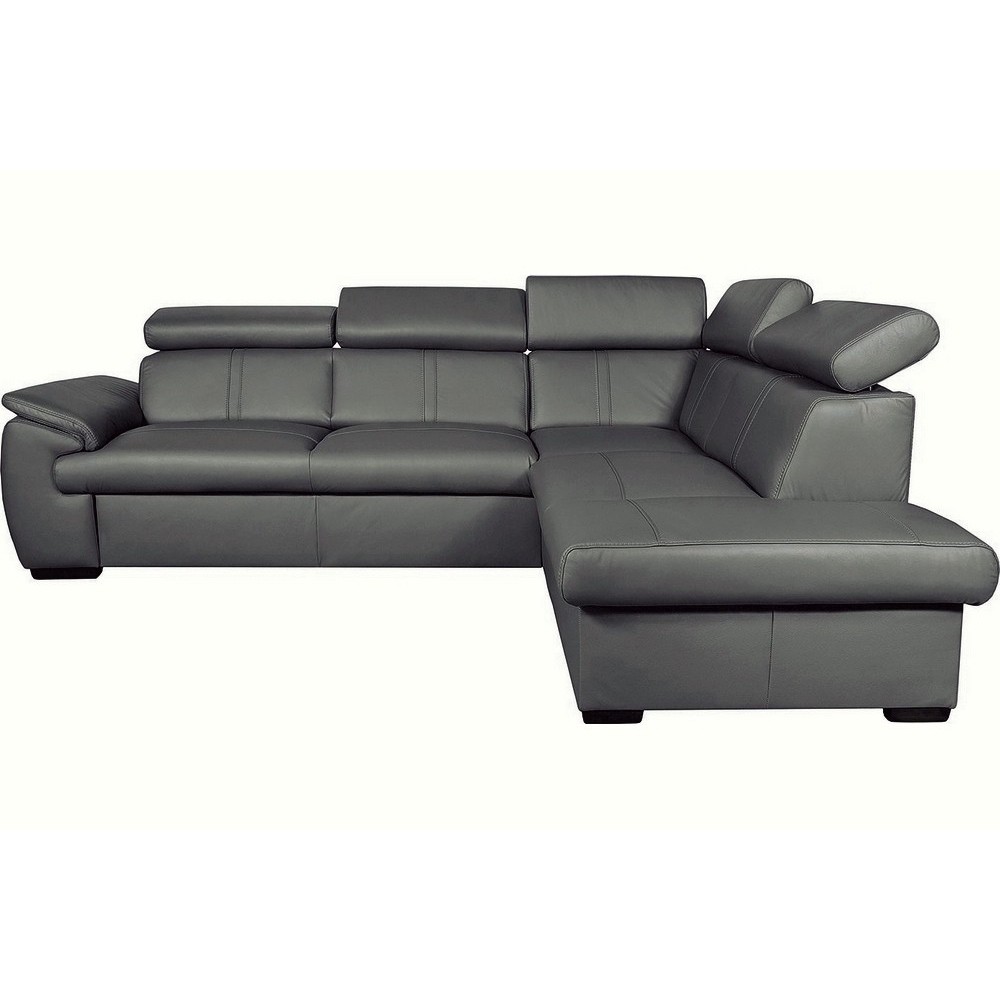 Canapé d'angle en 100% cuir de luxe italien convertible et avec coffre, 5/6 places CITIZEN, couleur gris foncé, angle droit Canapé d'angle en 100% cuir de luxe italien convertible et avec coffre, 5/6 places CITIZEN, couleur gris foncé, angle droit