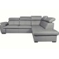 Canapé d'angle en 100% cuir de luxe italien convertible et avec coffre, 5/6 places CITIZEN, couleur gris clair, angle droit Canapé d'angle en 100% cuir de luxe italien convertible et avec coffre, 5/6 places CITIZEN, couleur gris clair, angle droit
