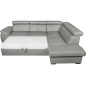 Canapé d'angle en 100% cuir de luxe italien convertible et avec coffre, 5/6 places CITIZEN, couleur gris clair, angle droit Canapé d'angle en 100% cuir de luxe italien convertible et avec coffre, 5/6 places CITIZEN, couleur gris clair, angle droit