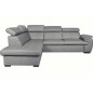 Canapé d'angle en 100% cuir de luxe italien convertible et avec coffre, 5/6 places CITIZEN, couleur gris clair, angle gauche Canapé d'angle en 100% cuir de luxe italien convertible et avec coffre, 5/6 places CITIZEN, couleur gris clair, angle gauche