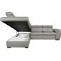 Canapé d'angle en 100% cuir de luxe italien convertible et avec coffre, 5/6 places CITIZEN, couleur gris clair, angle gauche Canapé d'angle en 100% cuir de luxe italien convertible et avec coffre, 5/6 places CITIZEN, couleur gris clair, angle gauche