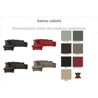 Canapé d'angle en 100% cuir de luxe italien convertible et avec coffre, 5/6 places CITIZEN, couleur personnalisée, angle gauche