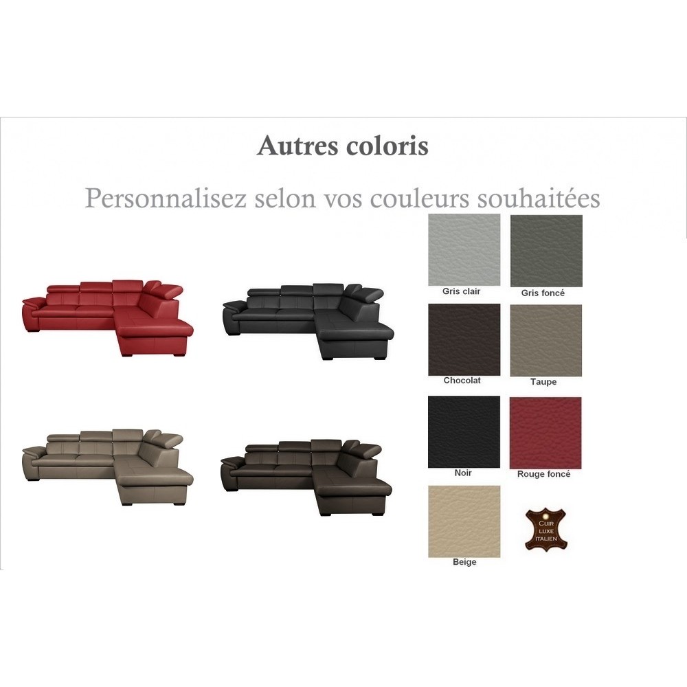 Canapé d'angle en 100% cuir de luxe italien convertible et avec coffre, 5/6 places CITIZEN, couleur personnalisée, angle droit Canapé d'angle en 100% cuir de luxe italien convertible et avec coffre, 5/6 places CITIZEN, couleur personnalisée, angle droit